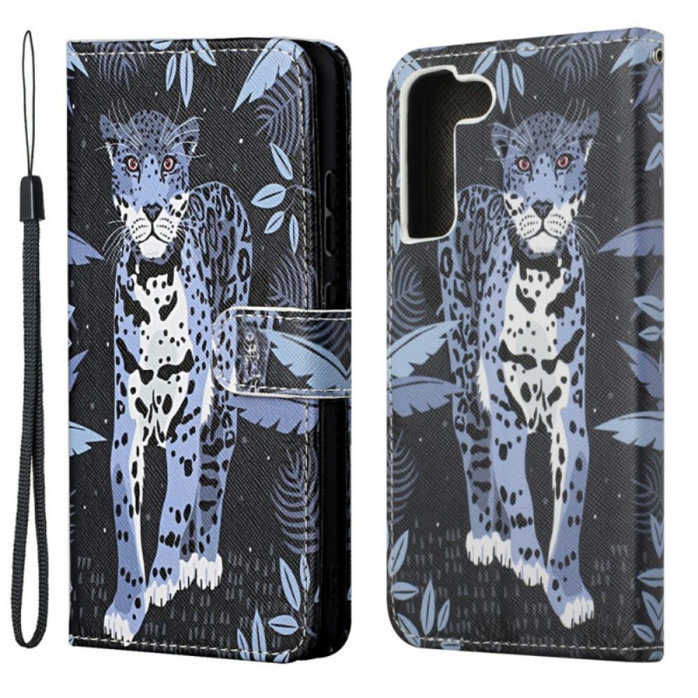 Flip Case Für Samsung Galaxy S22 Plus 5G Mit Kordel Tanga-leopard