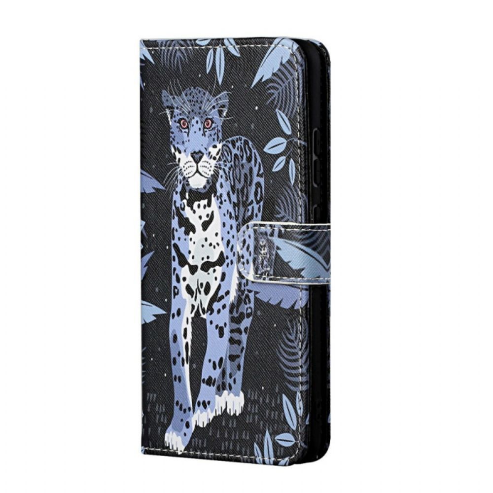 Flip Case Für Samsung Galaxy S22 Plus 5G Mit Kordel Tanga-leopard