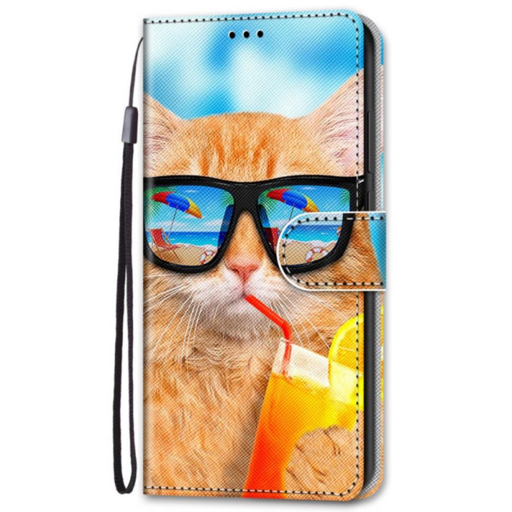 Flip Case Für Samsung Galaxy S22 Plus 5G Mit Kordel Tanga Sonnenkatze