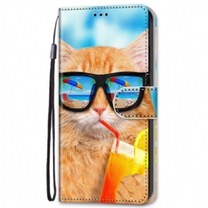 Flip Case Für Samsung Galaxy S22 Plus 5G Mit Kordel Tanga Sonnenkatze