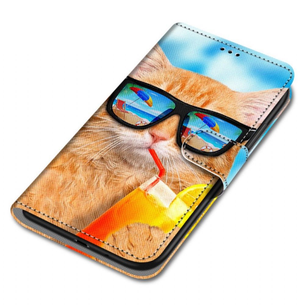 Flip Case Für Samsung Galaxy S22 Plus 5G Mit Kordel Tanga Sonnenkatze