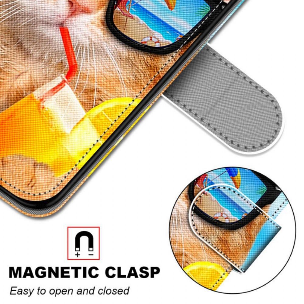 Flip Case Für Samsung Galaxy S22 Plus 5G Mit Kordel Tanga Sonnenkatze