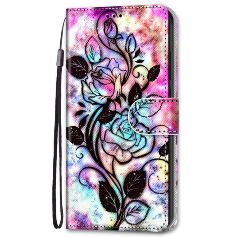 Flip Case Für Samsung Galaxy S22 Plus 5G Neonblumen