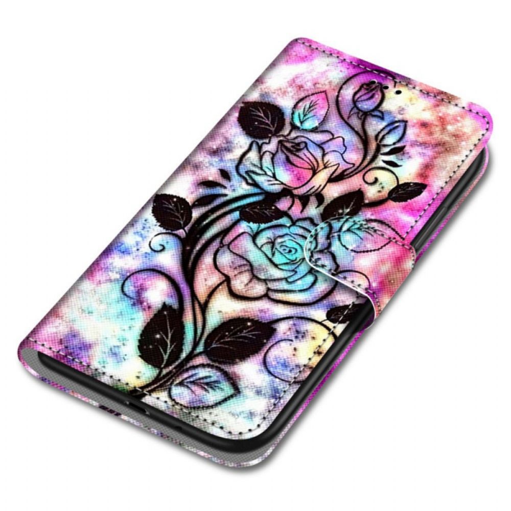 Flip Case Für Samsung Galaxy S22 Plus 5G Neonblumen