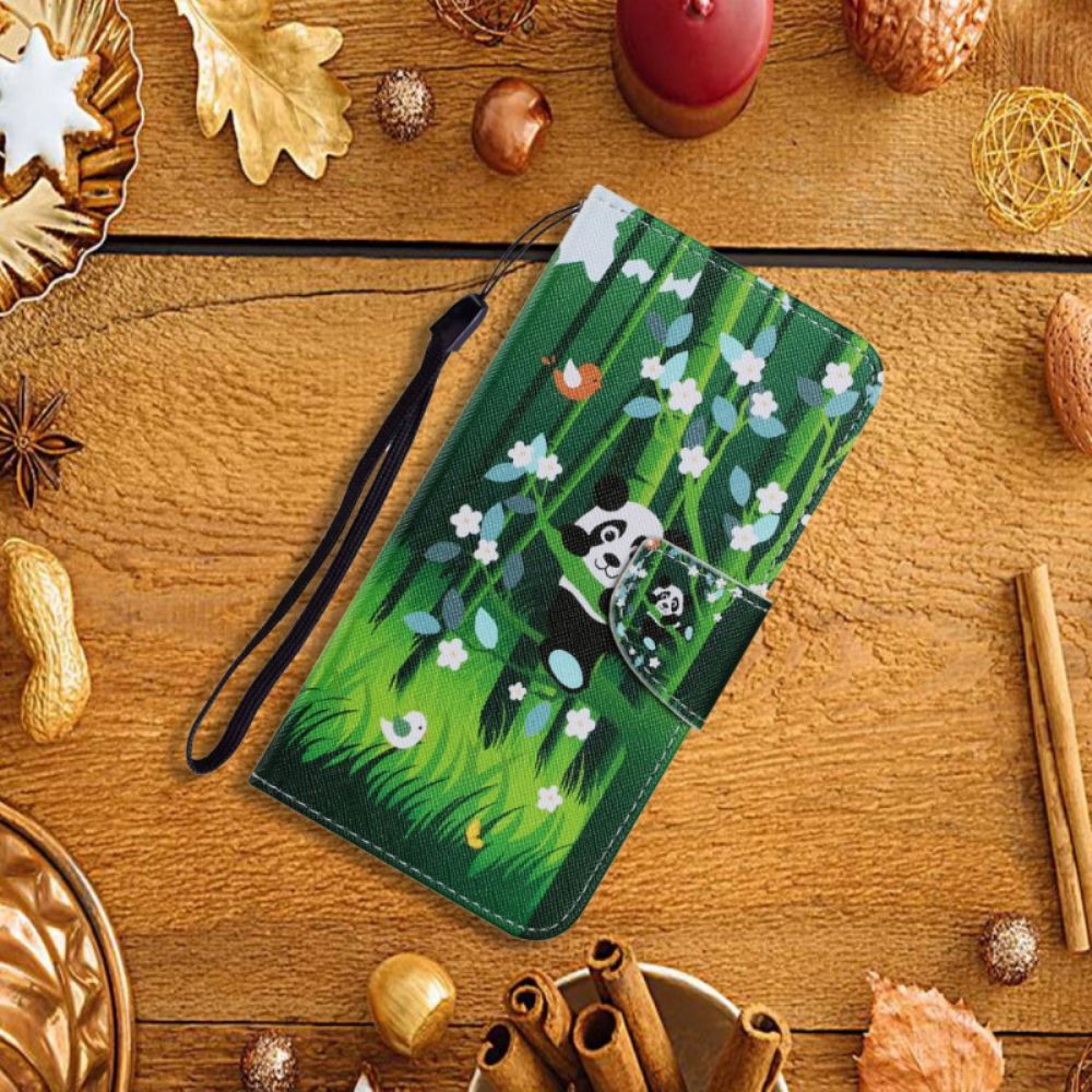 Flip Case Für Samsung Galaxy S22 Plus 5G Panda-spaziergang