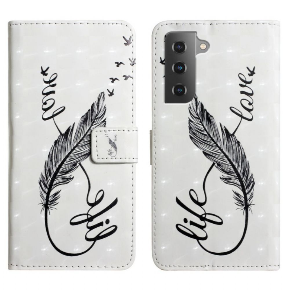 Flip Case Für Samsung Galaxy S22 Plus 5G Plume Leben Und Liebe