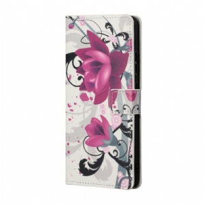 Flip Case Für Samsung Galaxy S22 Plus 5G Tropische Blumen