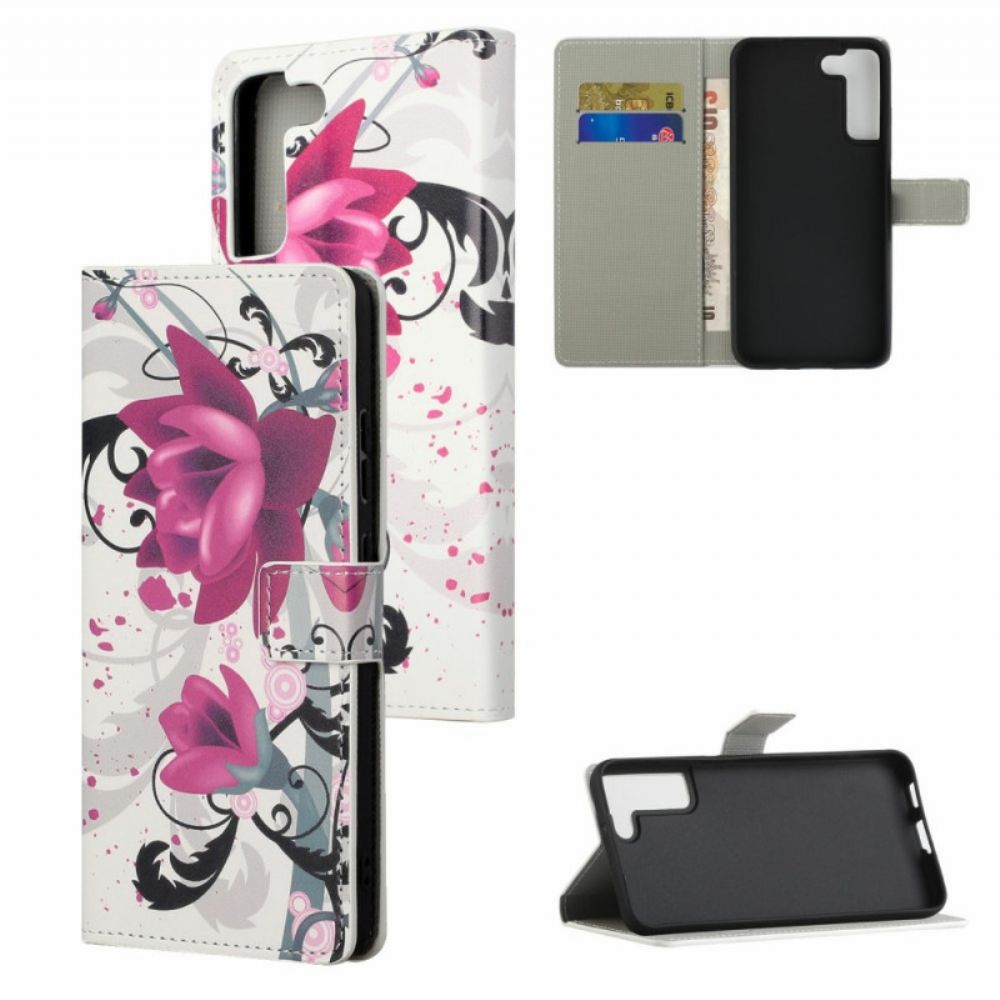 Flip Case Für Samsung Galaxy S22 Plus 5G Tropische Blumen