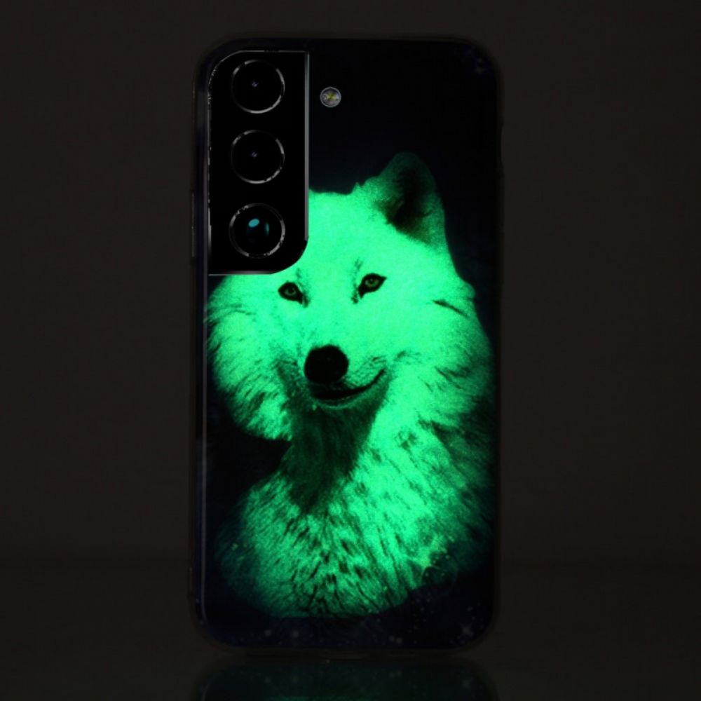 Handyhülle Für Samsung Galaxy S22 Plus 5G Fluoreszierender Wolf