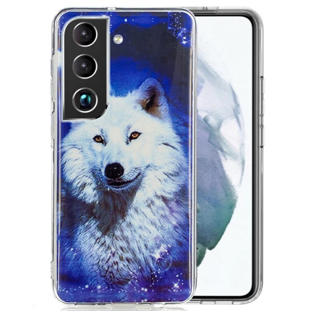 Handyhülle Für Samsung Galaxy S22 Plus 5G Fluoreszierender Wolf