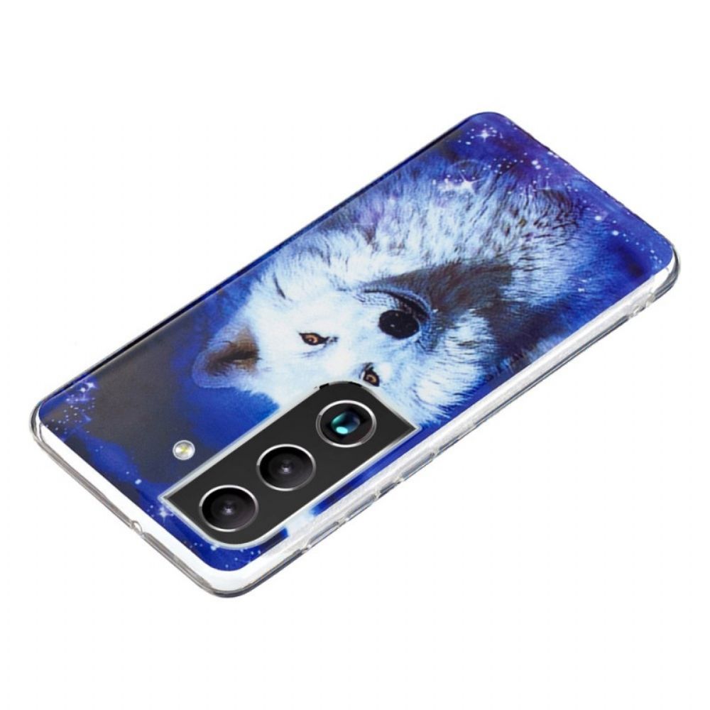 Handyhülle Für Samsung Galaxy S22 Plus 5G Fluoreszierender Wolf