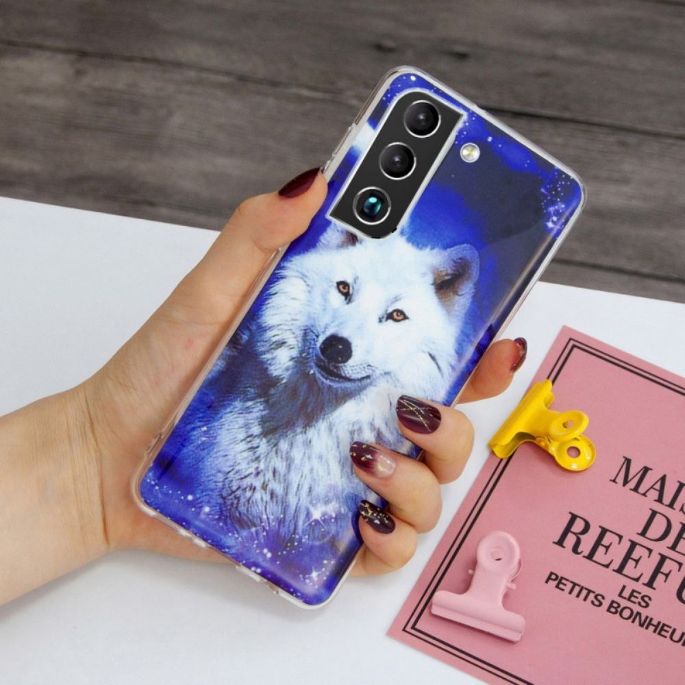 Handyhülle Für Samsung Galaxy S22 Plus 5G Fluoreszierender Wolf