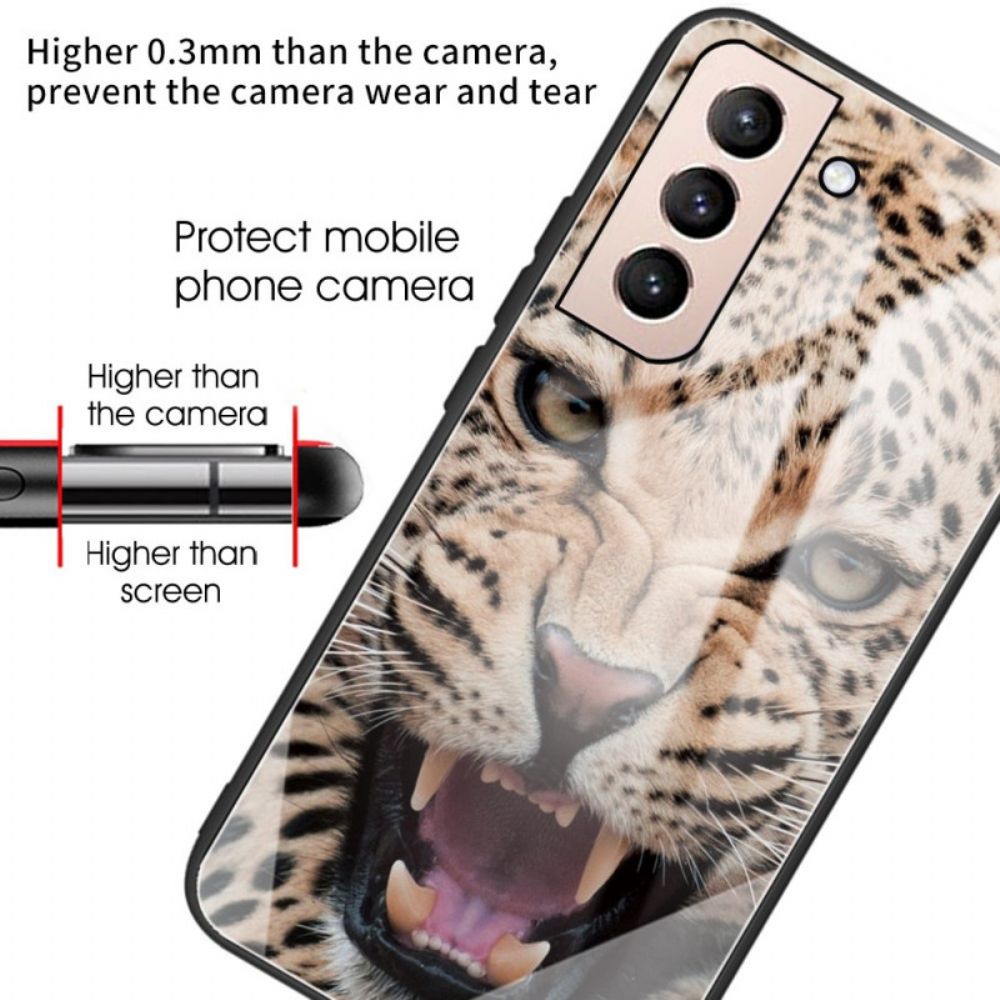 Handyhülle Für Samsung Galaxy S22 Plus 5G Gehärtetes Leopardenglas