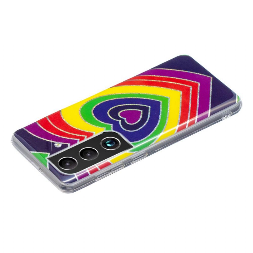 Handyhülle Für Samsung Galaxy S22 Plus 5G Psychedelisches Herz