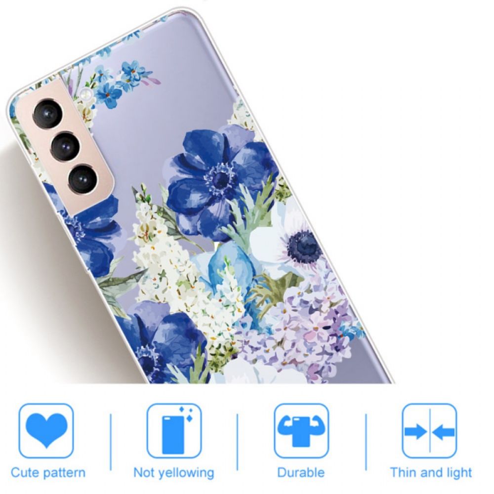 Hülle Für Samsung Galaxy S22 Plus 5G Aquarell Blaue Blumen