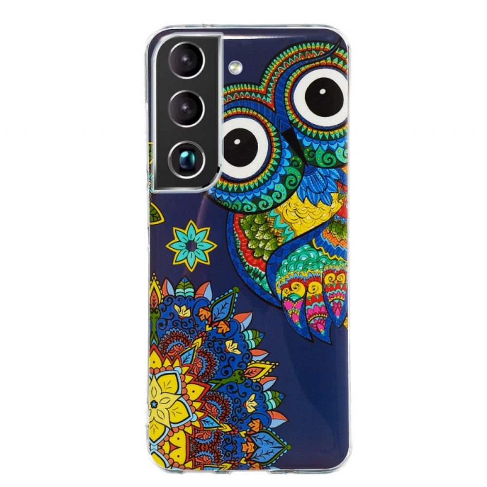 Hülle Für Samsung Galaxy S22 Plus 5G Fluoreszierendes Eulen-mandala