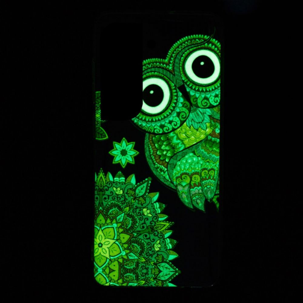 Hülle Für Samsung Galaxy S22 Plus 5G Fluoreszierendes Eulen-mandala