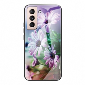 Hülle Für Samsung Galaxy S22 Plus 5G Realistische Blumen Aus Gehärtetem Glas