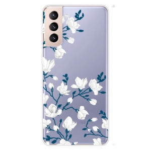 Hülle Für Samsung Galaxy S22 Plus 5G Transparente Weiße Blumen