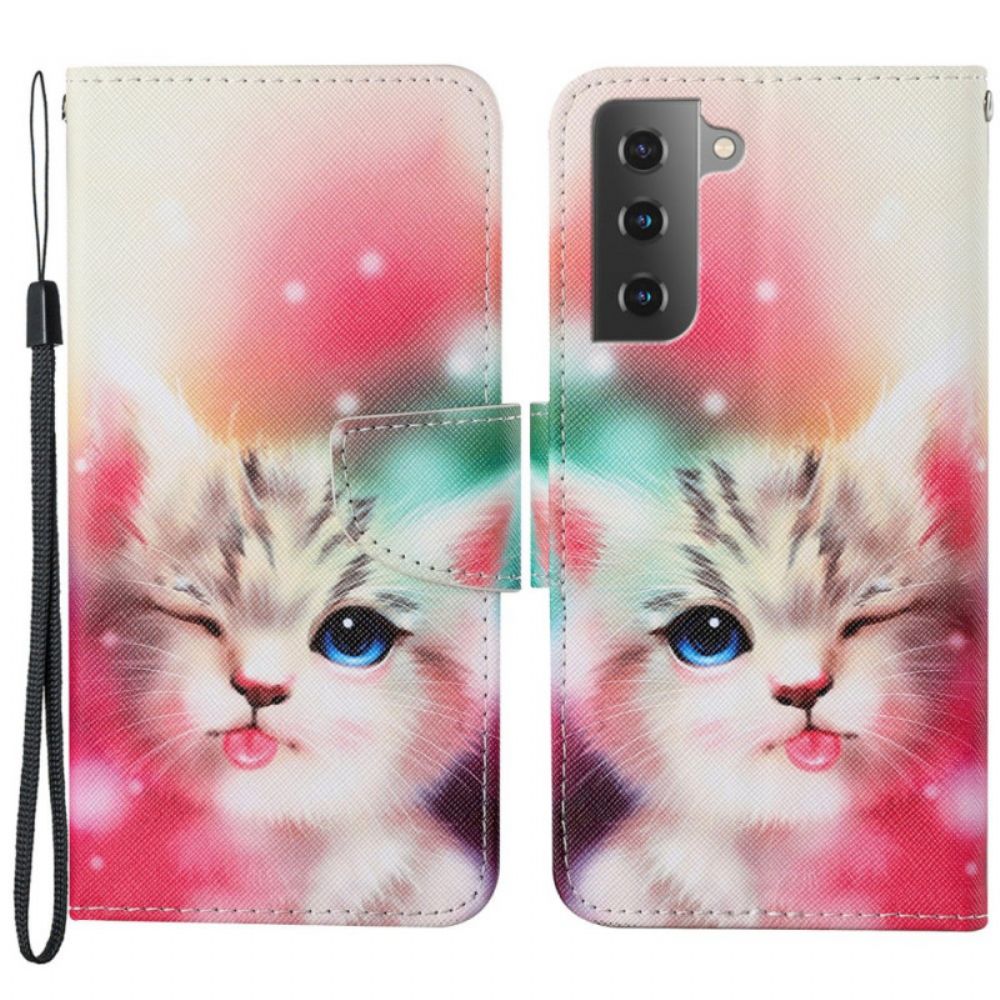 Lederhüllen Für Samsung Galaxy S22 Plus 5G Royal Cat Mit Lanyard