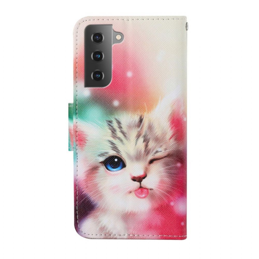 Lederhüllen Für Samsung Galaxy S22 Plus 5G Royal Cat Mit Lanyard