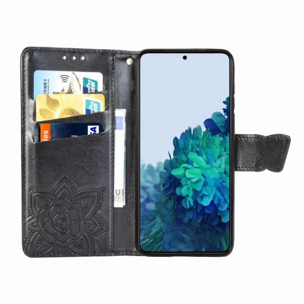 Lederhüllen Für Samsung Galaxy S22 Plus 5G Schmetterlingsdesign Mit Lanyard