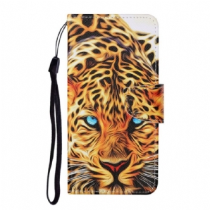 Lederhüllen Für Samsung Galaxy S22 Plus 5G Tiger Mit Lanyard