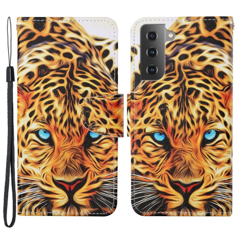 Lederhüllen Für Samsung Galaxy S22 Plus 5G Tiger Mit Lanyard