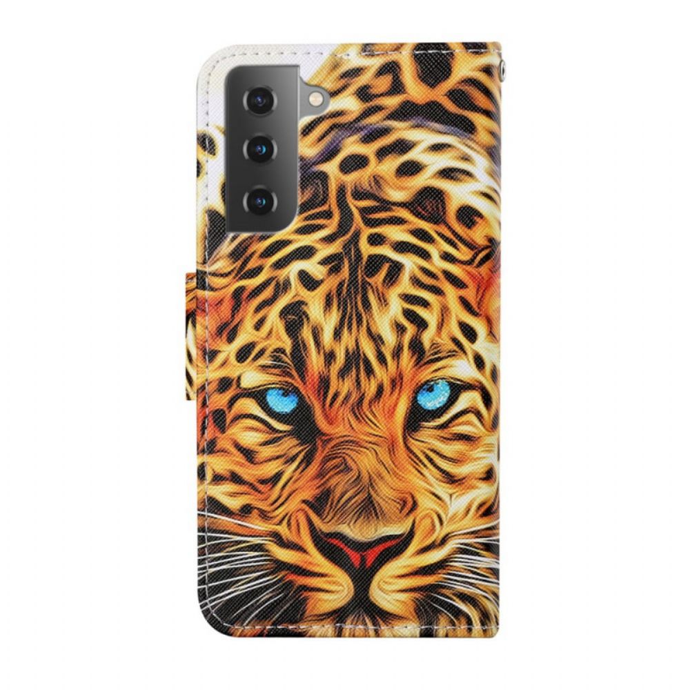 Lederhüllen Für Samsung Galaxy S22 Plus 5G Tiger Mit Lanyard