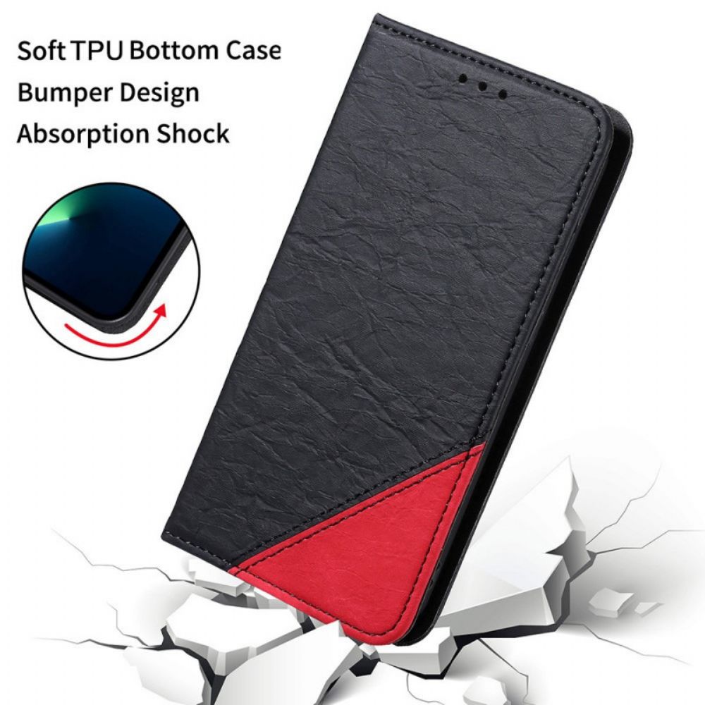 Schutzhülle Für Samsung Galaxy S22 Plus 5G Flip Case Abgeschrägtes Zweifarbiges Kunstleder