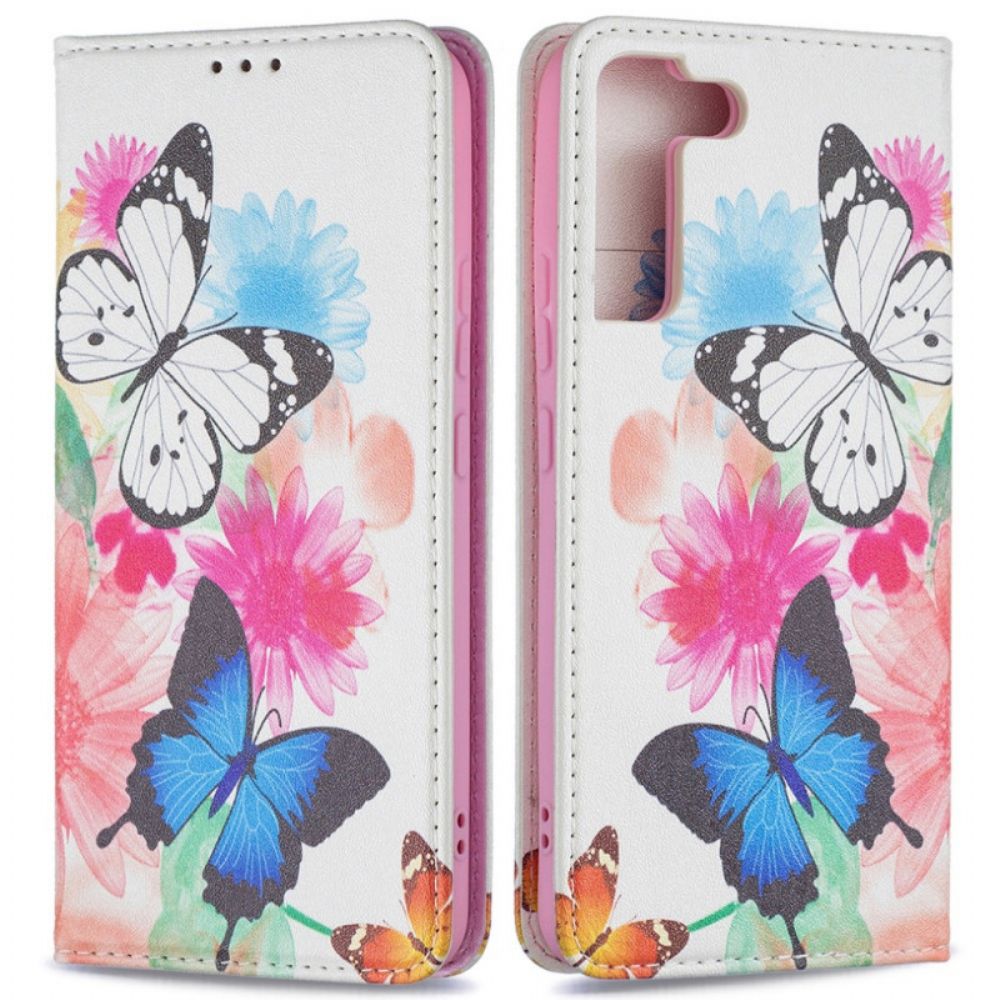 Schutzhülle Für Samsung Galaxy S22 Plus 5G Flip Case Bunte Schmetterlinge