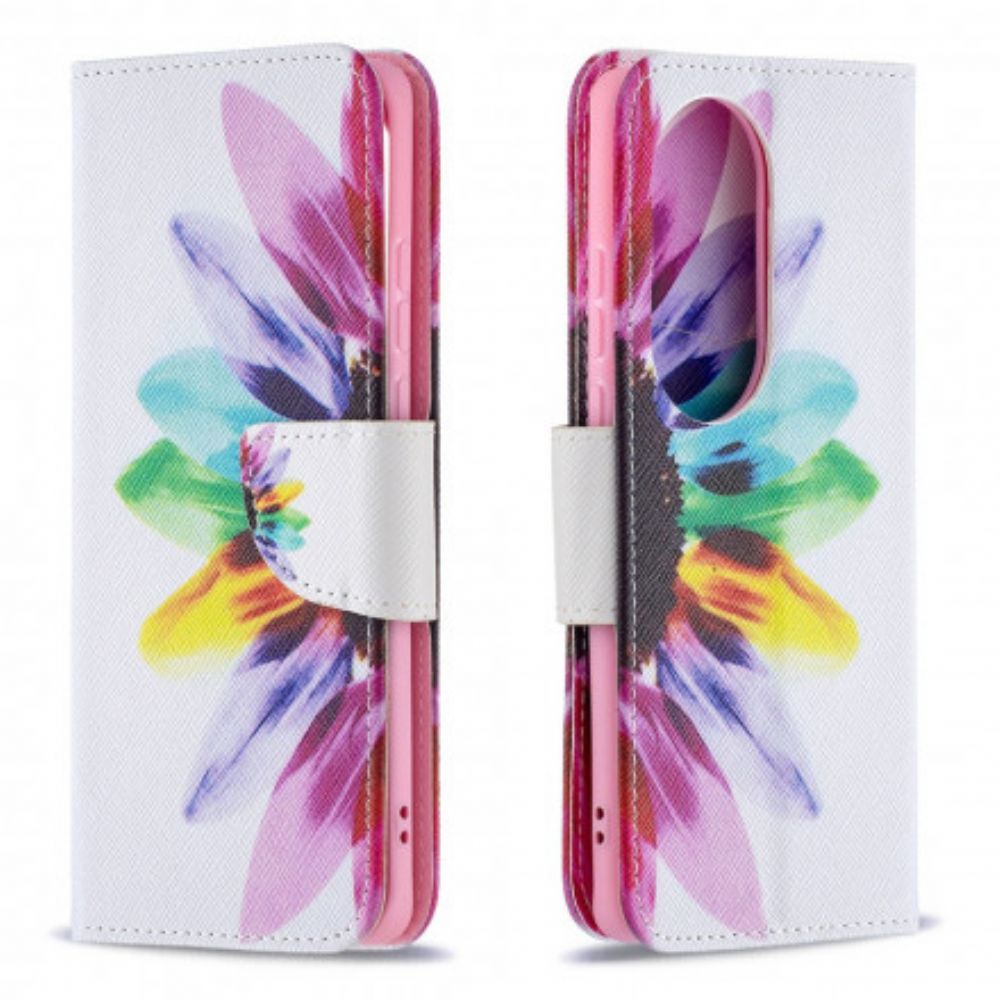 Flip Case Für Huawei P50 Pro Aquarell Blume