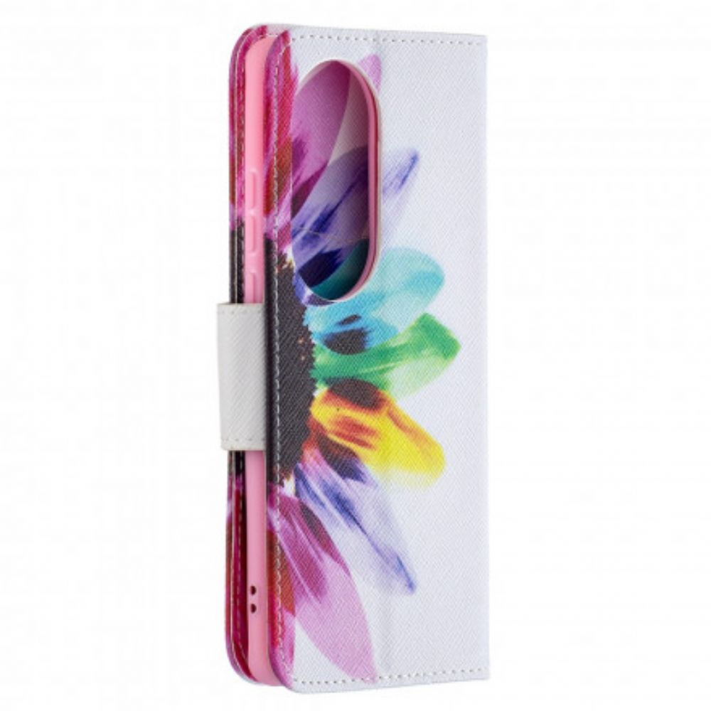 Flip Case Für Huawei P50 Pro Aquarell Blume