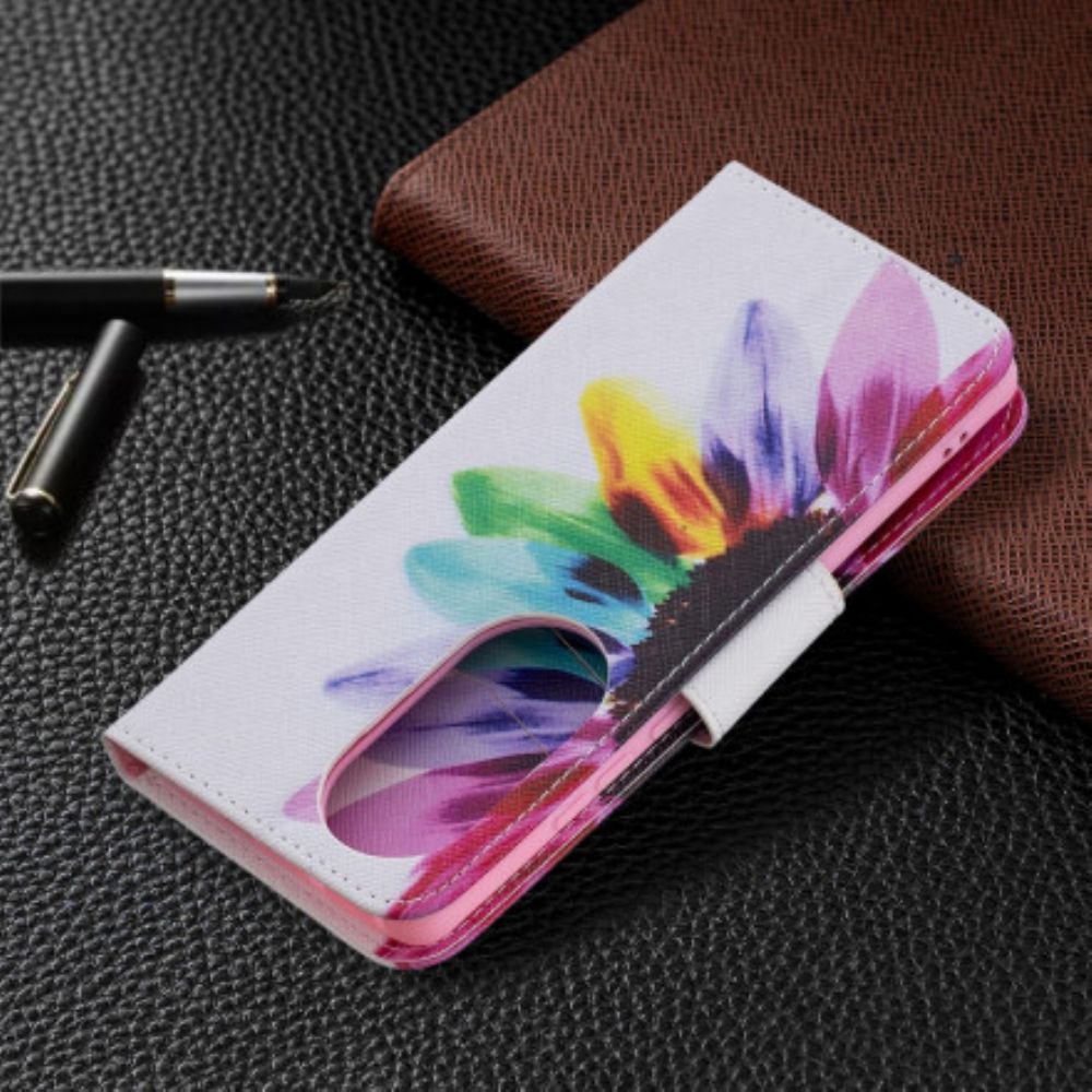 Flip Case Für Huawei P50 Pro Aquarell Blume