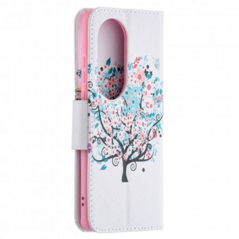 Flip Case Für Huawei P50 Pro Blumiger Baum