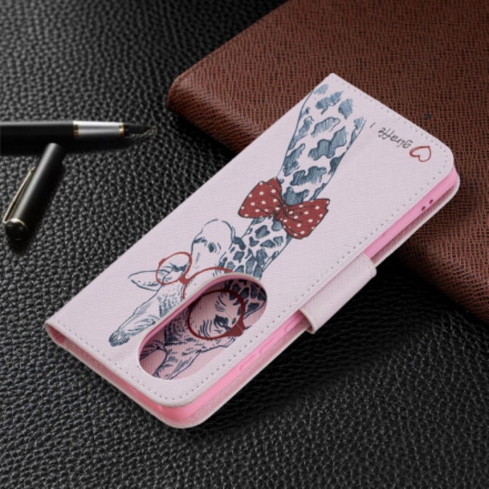 Flip Case Für Huawei P50 Pro Nerdige Giraffe