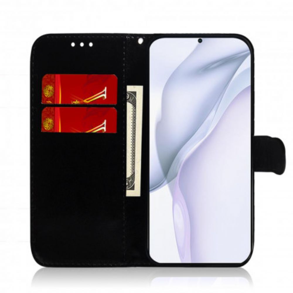 Flip Case Für Huawei P50 Pro Spiegelabdeckung Aus Kunstleder