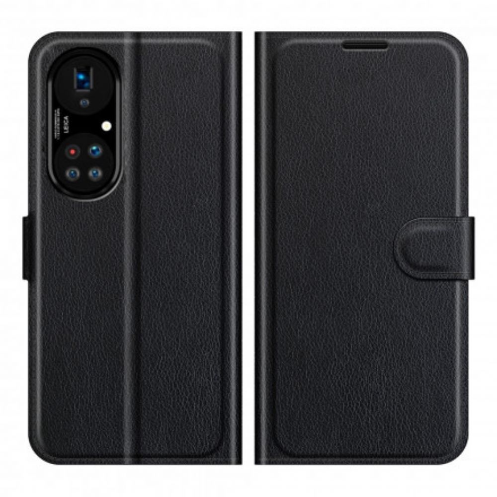 Lederhüllen Für Huawei P50 Pro Klassischer Litschi-leder-stil