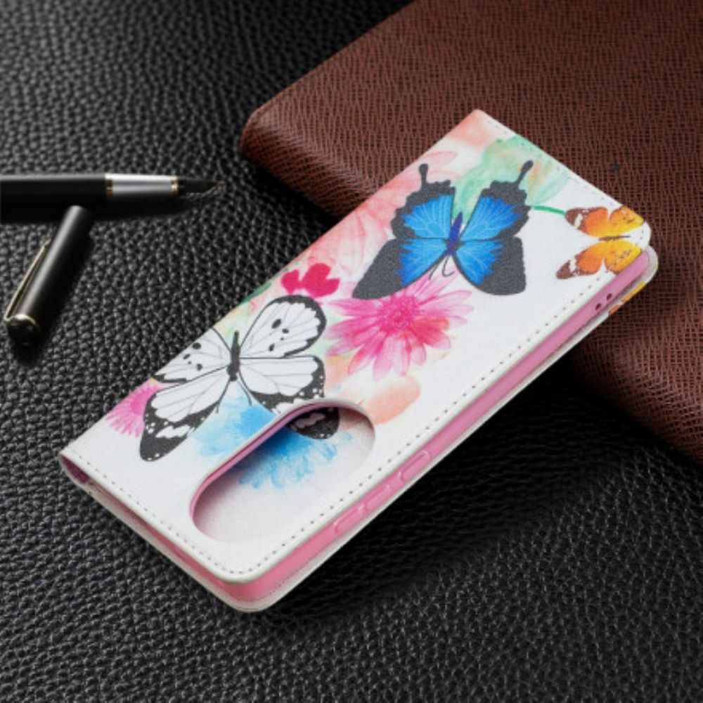 Schutzhülle Für Huawei P50 Pro Flip Case Bunte Schmetterlinge