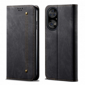 Schutzhülle Für Huawei P50 Pro Flip Case Lederimitat Mit Jeansstruktur