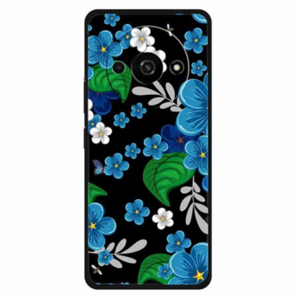 Hülle Poco C61 Handyhülle Blaue Blumen