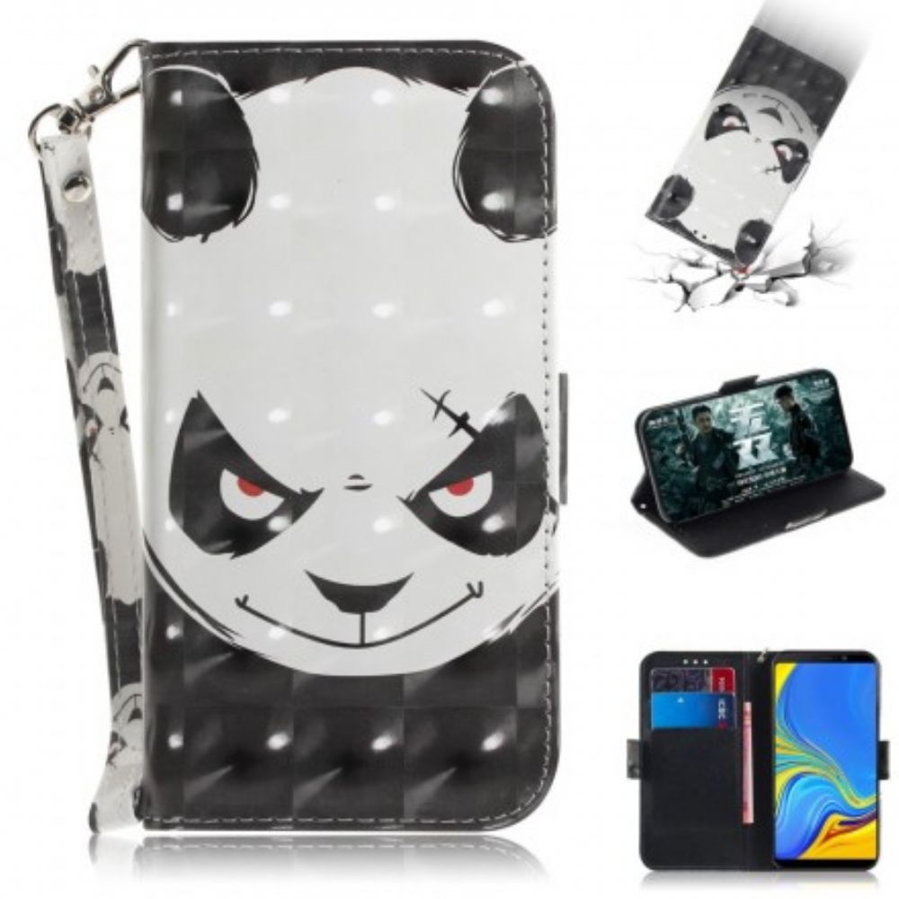 Flip Case Für Samsung Galaxy A9 Mit Kordel Wütender Panda Mit Riemen