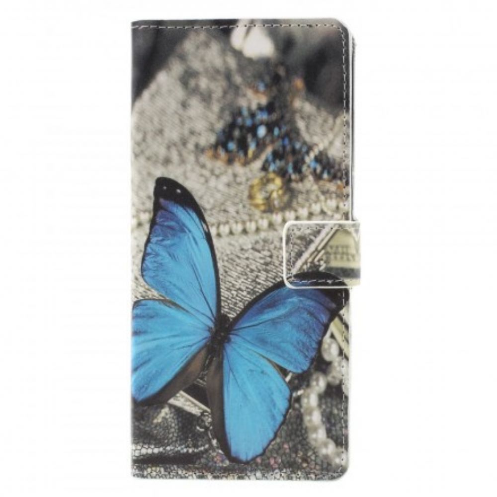 Lederhüllen Für Samsung Galaxy A9 Blauer Schmetterling