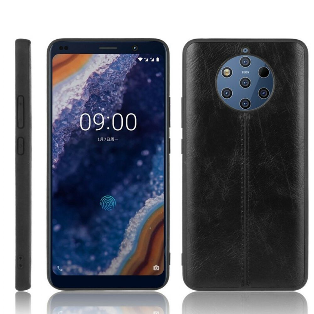 Hülle Für Nokia 9 PureView Naht Lederoptik