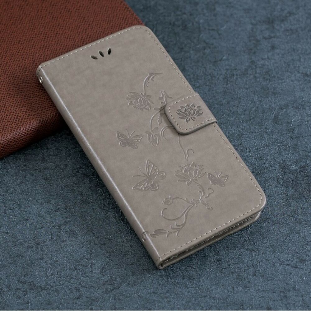 Flip Case Für Huawei P Smart Z / Honor 9X Mit Kordel Tanga Schmetterlinge Und Blumen