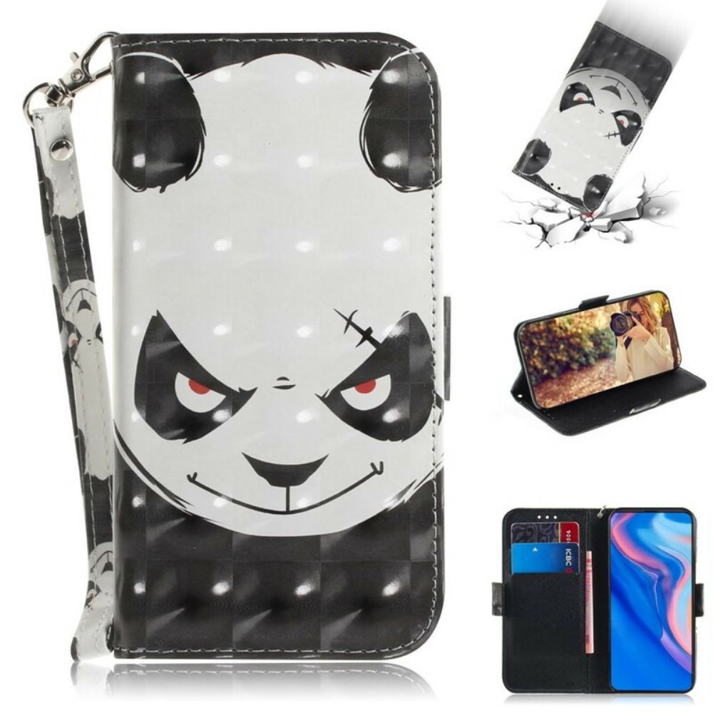 Flip Case Für Huawei P Smart Z / Honor 9X Mit Kordel Wütender Panda Mit Riemen