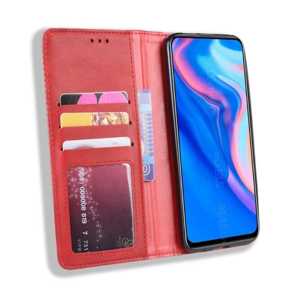 Schutzhülle Für Huawei P Smart Z / Honor 9X Flip Case Stilisierter Vintage-ledereffekt