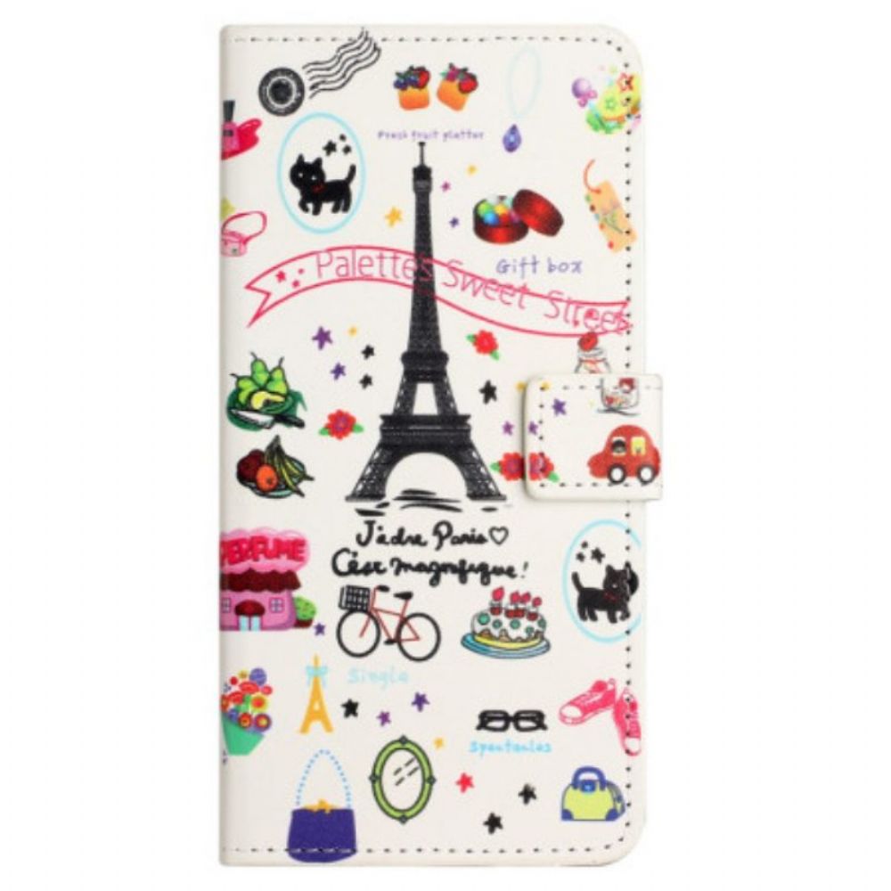 Flip Case Für Xiaomi Redmi Note 12 4G Ich Liebe Paris