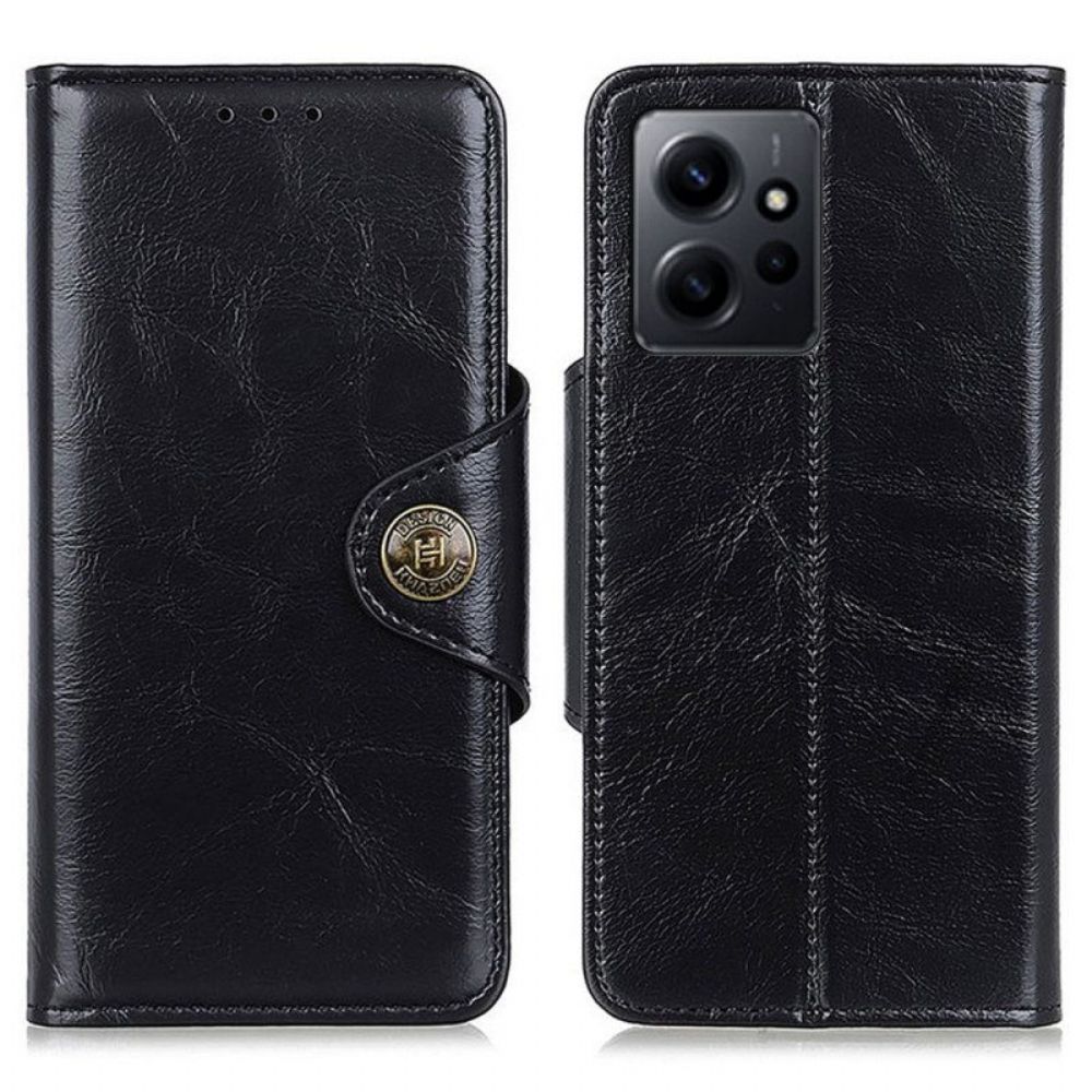 Flip Case Für Xiaomi Redmi Note 12 4G Khazneh-knopf Aus Lacklederimitat