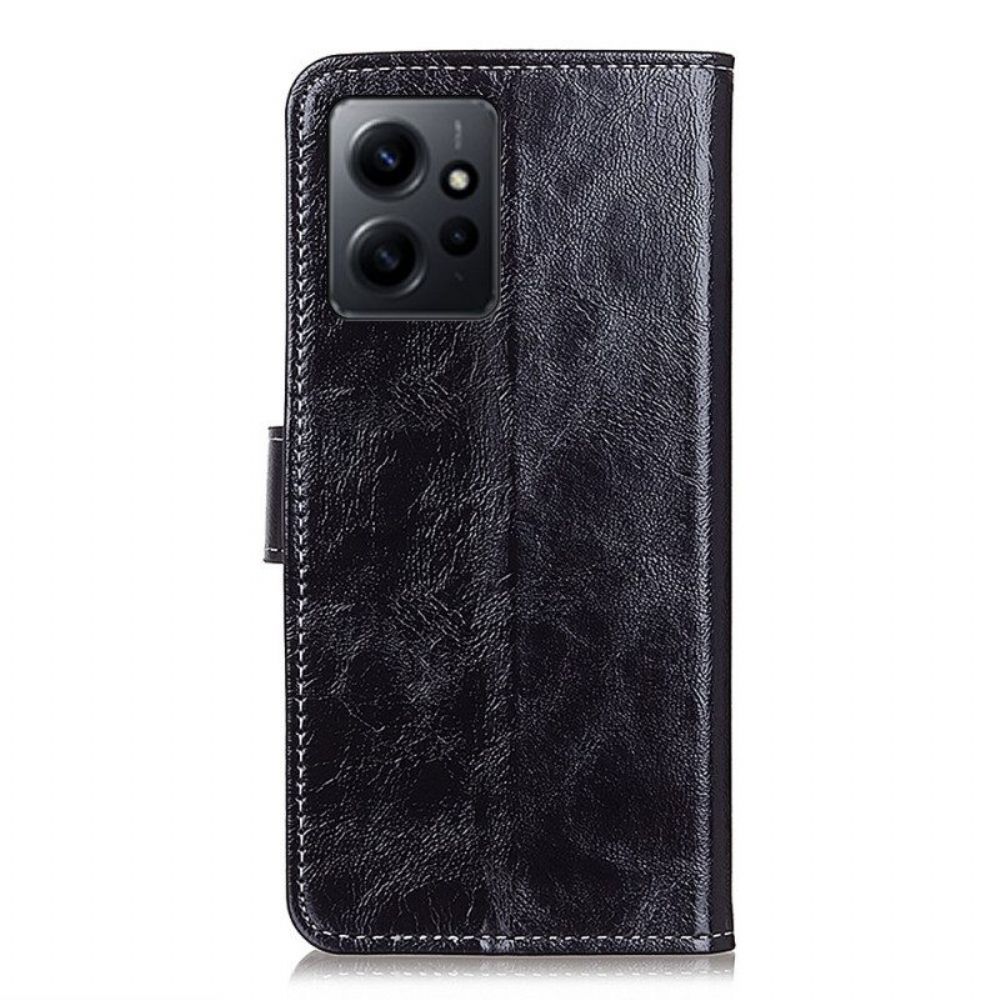 Flip Case Für Xiaomi Redmi Note 12 4G Lackiert Mit Sichtbaren Nähten